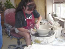 Susan Adams works on the Potters Wheel