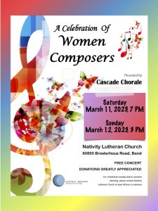 The Cascade Chorale Presents A Celebration of Women Composers! @ Nativity Lutheran Church