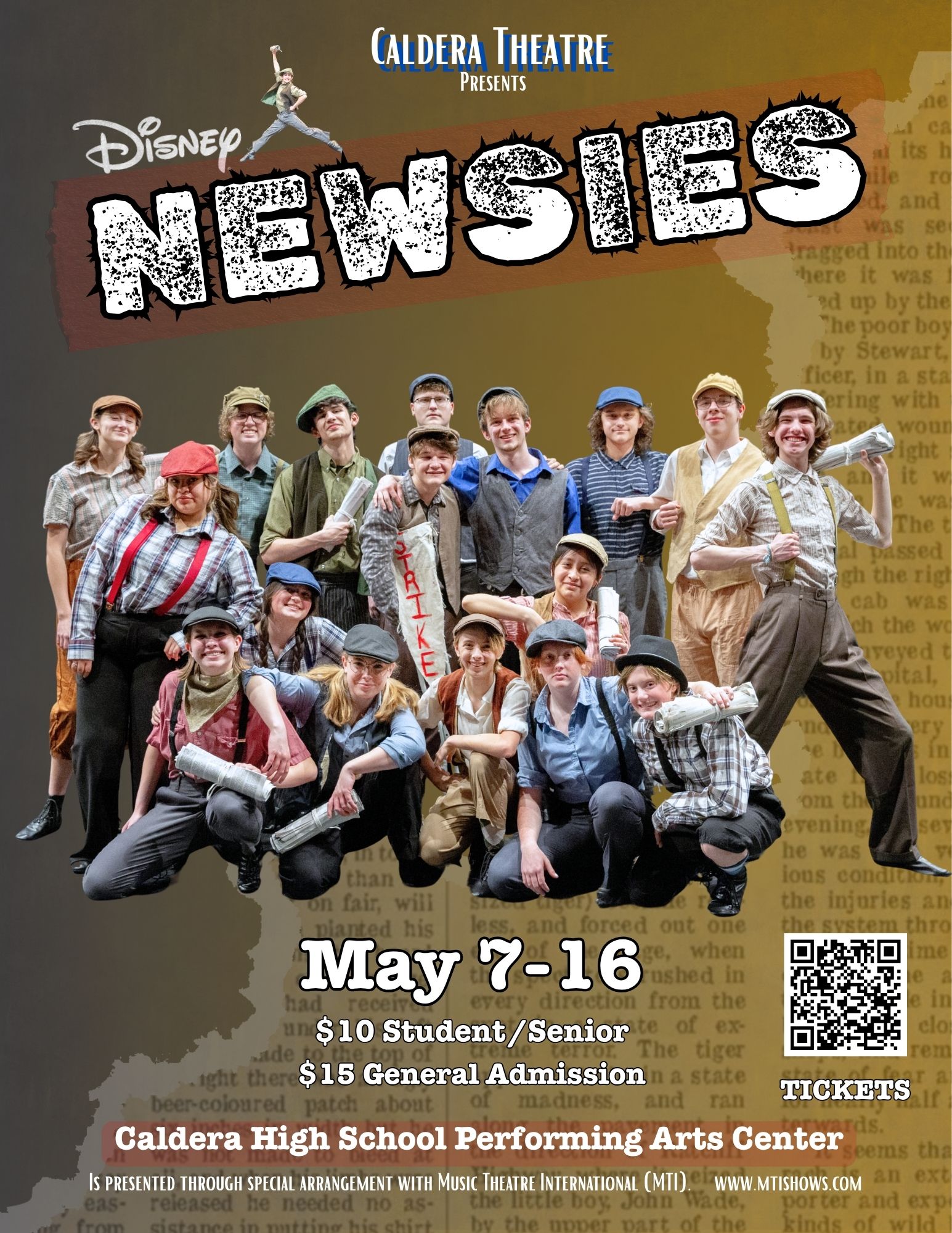 Caldera High School Theatre Presents Newsies, the Hit Broadway Musical